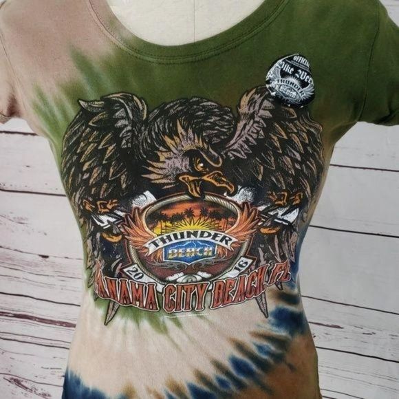Thunder Beach Motorcycle Tie Dye medium‎ T shirt - Picture 3 of 7